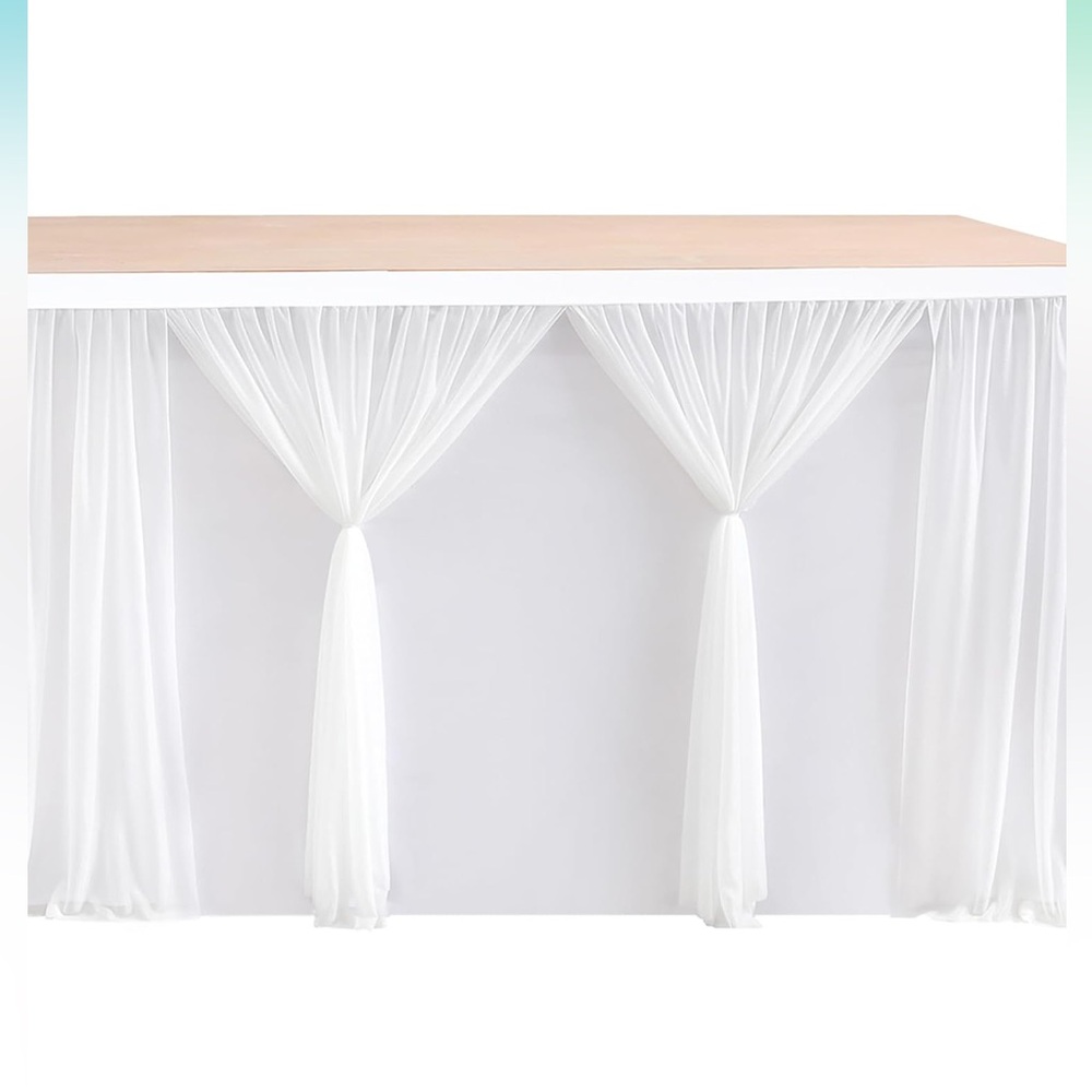 1 Pack White Table Skirt 72 x 30” Pleated Ruffle Wedding‎ Birthday Party Bridal